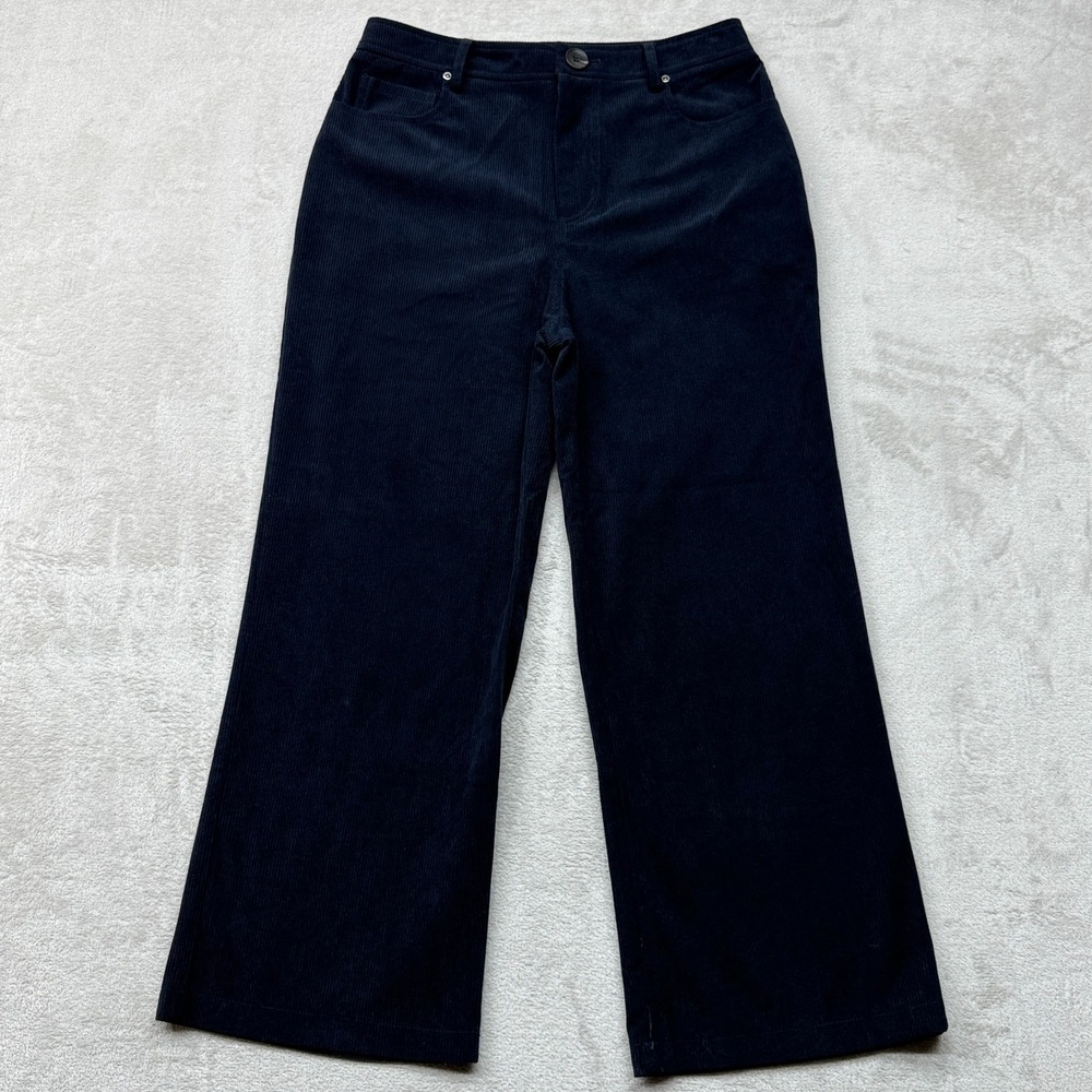 7 For All Mankind Corduroy Pants Womens Small Navy Blue Wide Leg Preppy Trousers